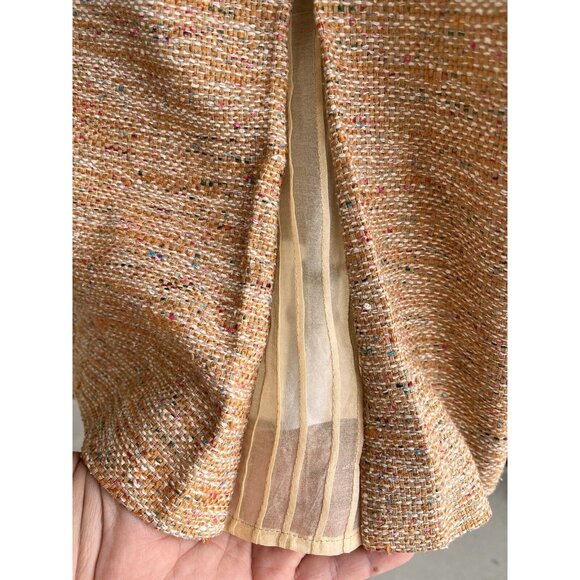 Kay Unger Classic sheath dress size 10 tweed silk lined godets sleeveless orange - Picture 5 of 11